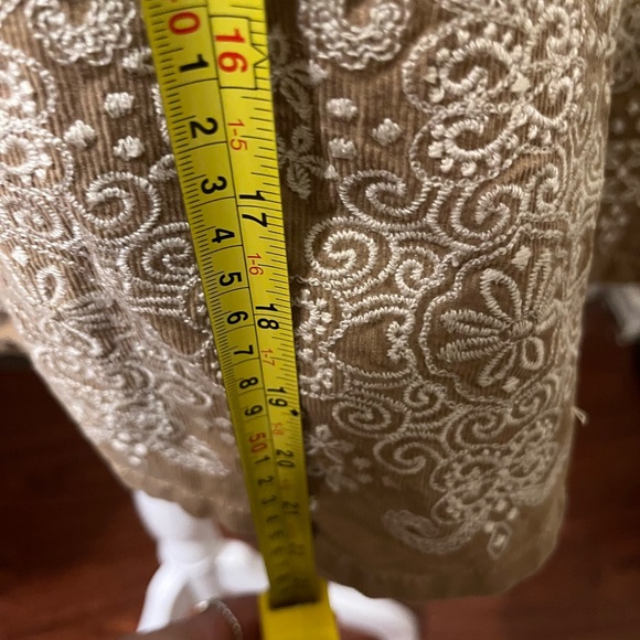 Ann Taylor Tan A-Line Embroidered Skirt - Picture 4 of 5